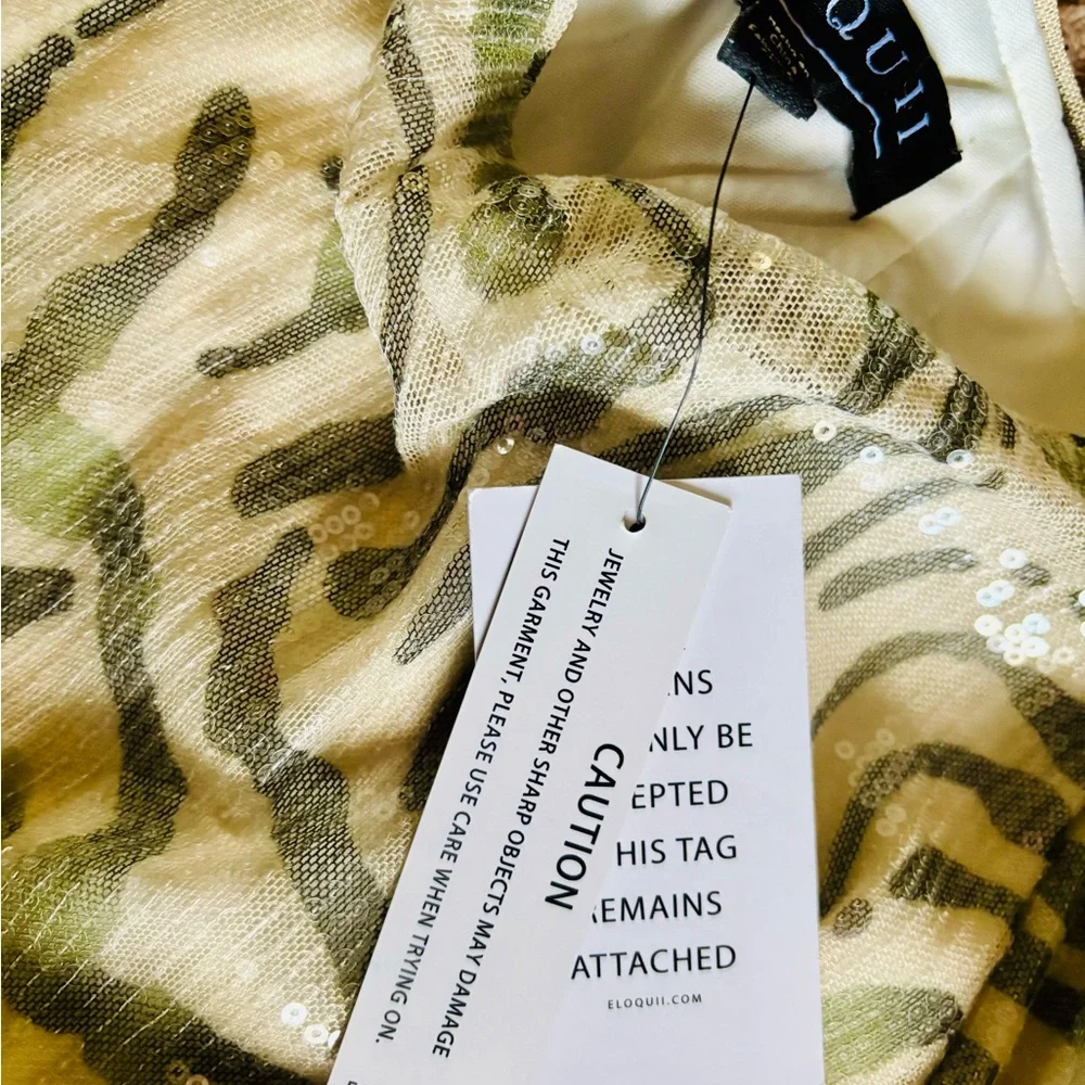 Eloquii NWT Sz 14 Zebra Patterned Sequined Maxi Skirt in Cream and Green - Picture 6 of 8